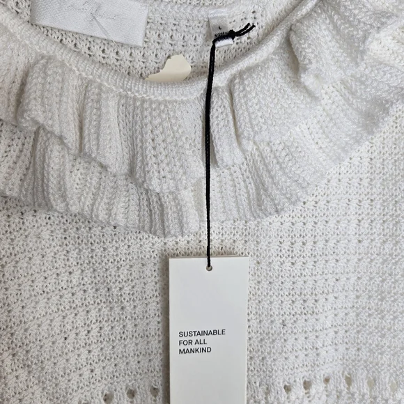 7 FOR ALL MANKIND NWT Crochet Knit Pointelle Ruffle Tank Top - Picture 5 of 10